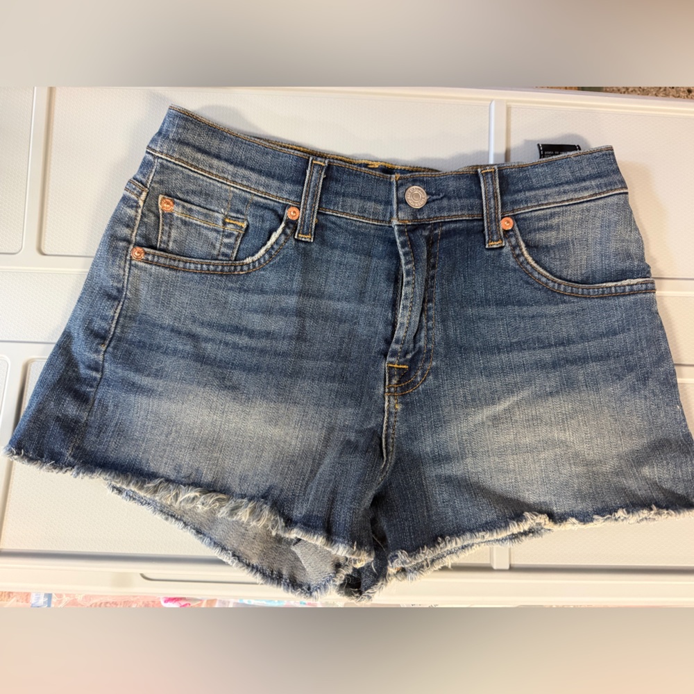 7 For All Mankind Distressed Blue Jean Shorts